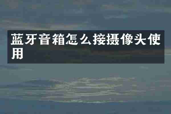蓝牙音箱怎么接摄像头使用