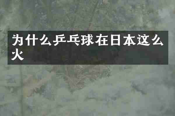 为什么乒乓球在日本这么火