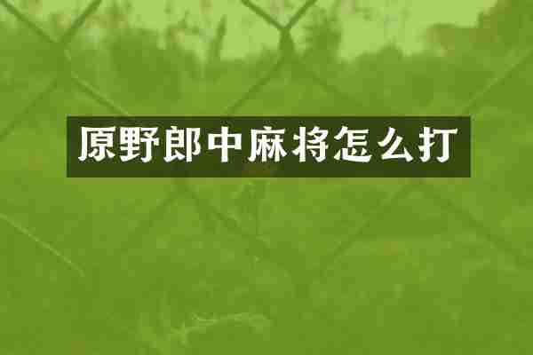 原野郎中麻将怎么打