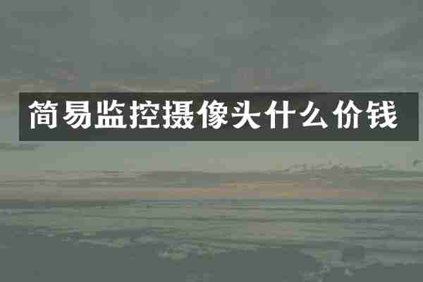 简易监控摄像头什么价钱