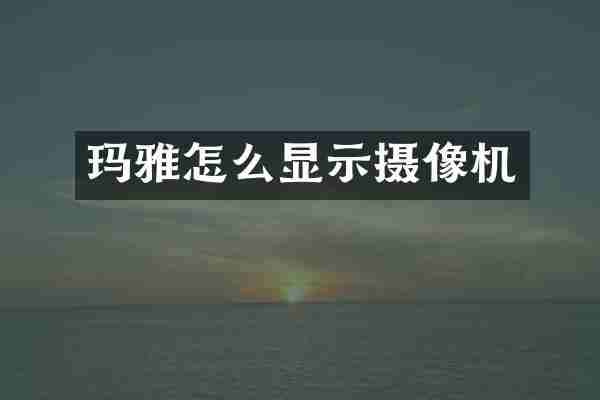 玛雅怎么显示摄像机