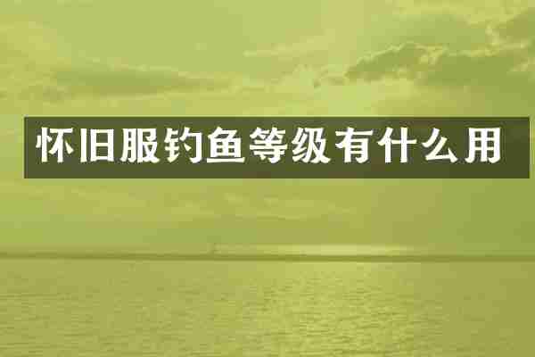 怀旧服钓鱼等级有什么用