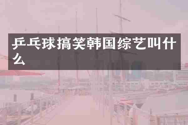 乒乓球搞笑韩国综艺叫什么