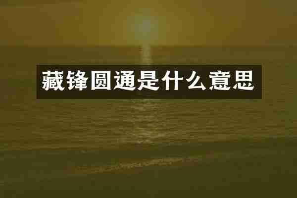 藏锋圆通是什么意思