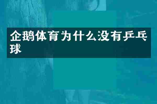 企鹅体育为什么没有乒乓球