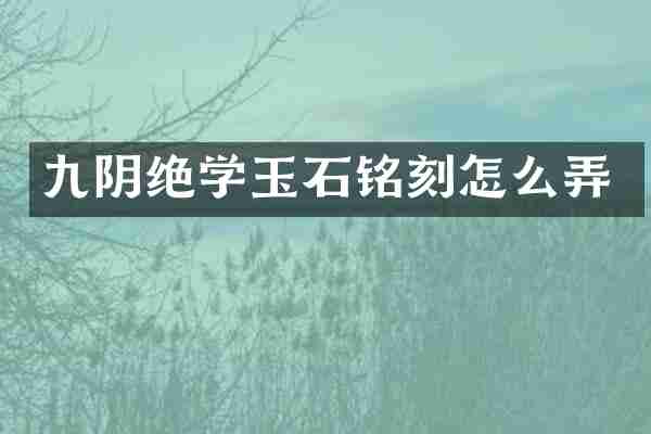九阴绝学玉石铭刻怎么弄