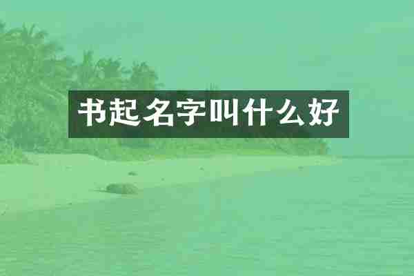 书起名字叫什么好