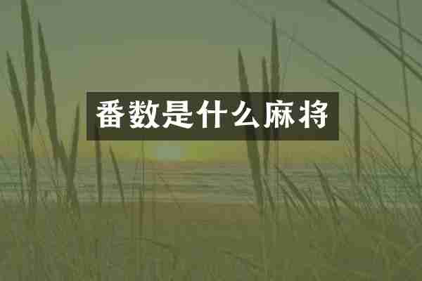 番数是什么麻将