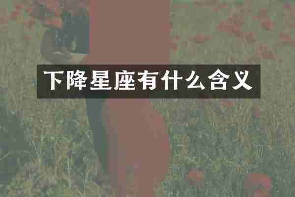 下降星座有什么含义