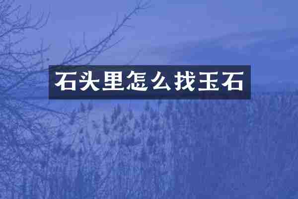 石头里怎么找玉石