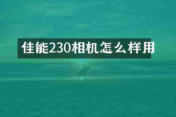 佳能230相机怎么样用