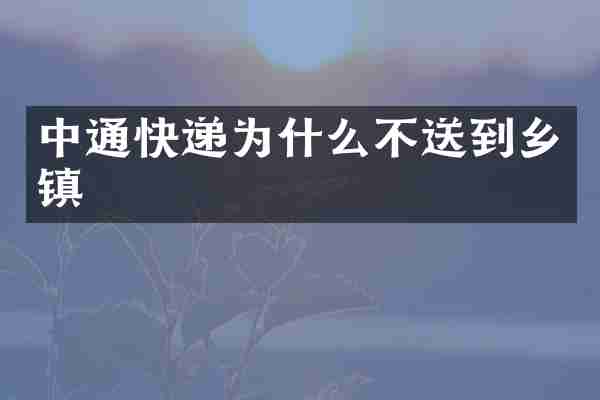 中通快递为什么不送到乡镇