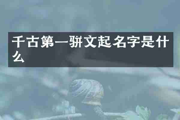 千古第一骈文起名字是什么