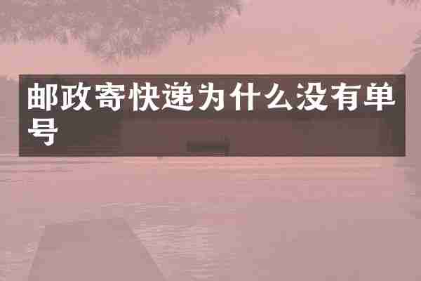 邮政寄快递为什么没有单号