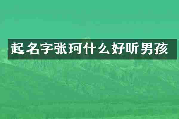 起名字张珂什么好听男孩