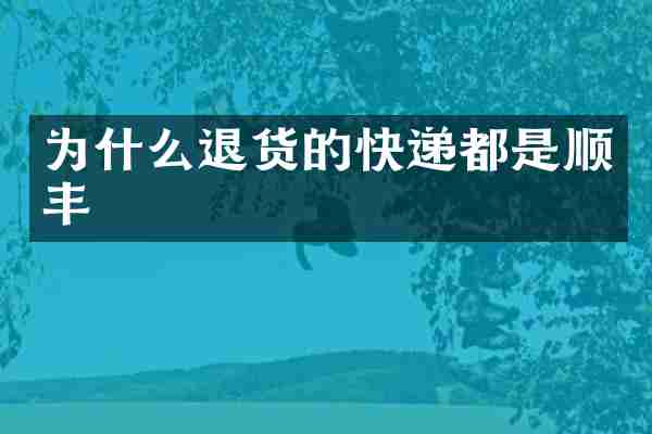为什么退货的快递都是顺丰