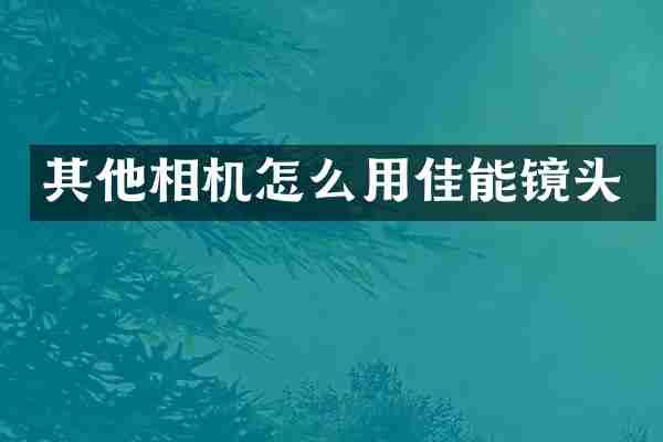 其他相机怎么用佳能镜头