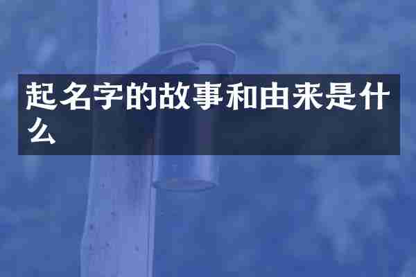 起名字的故事和由来是什么