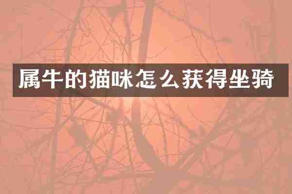 属牛的猫咪怎么获得坐骑