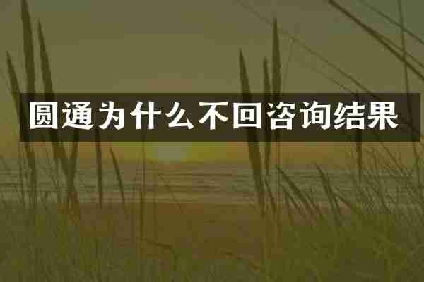 圆通为什么不回咨询结果