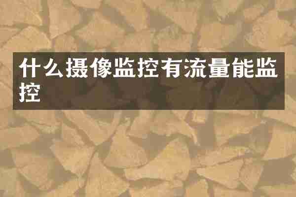 什么摄像监控有流量能监控