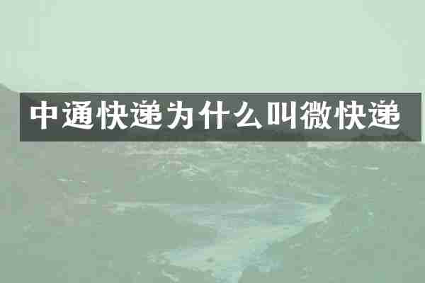 中通快递为什么叫微快递