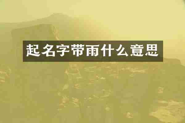 起名字带雨什么意思