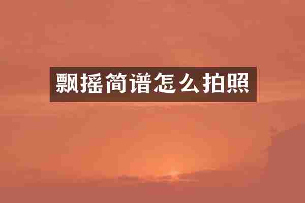 飘摇简谱怎么拍照