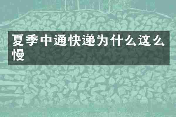 夏季中通快递为什么这么慢