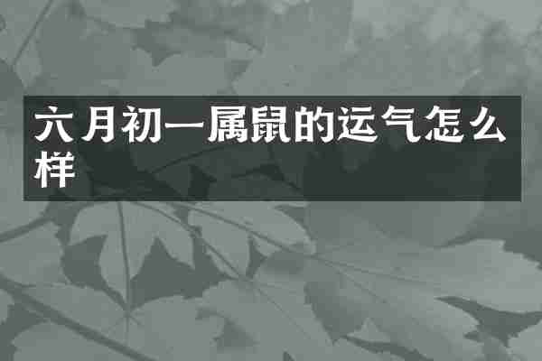 六月初一属鼠的运气怎么样