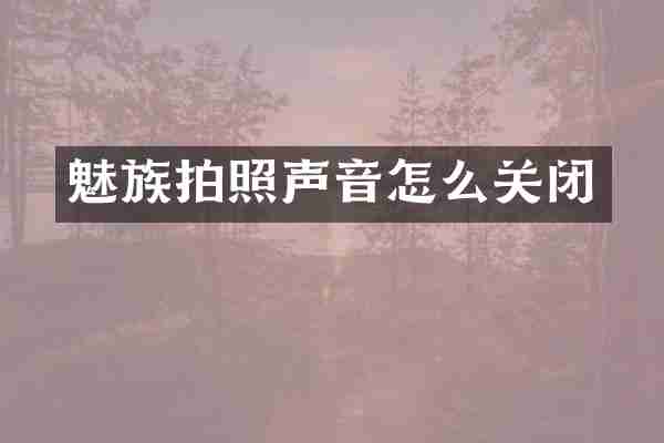 魅族拍照声音怎么关闭