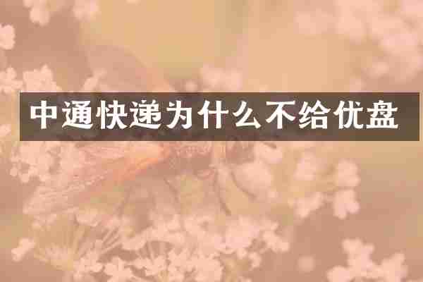 中通快递为什么不给优盘