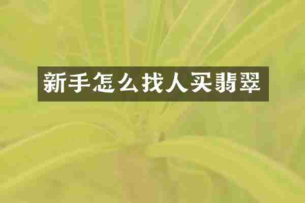 新手怎么找人买翡翠