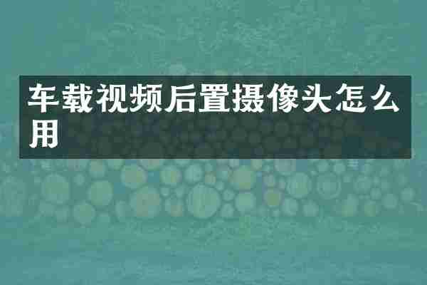 车载视频后置摄像头怎么用