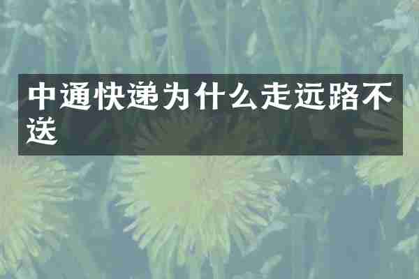 中通快递为什么走远路不送