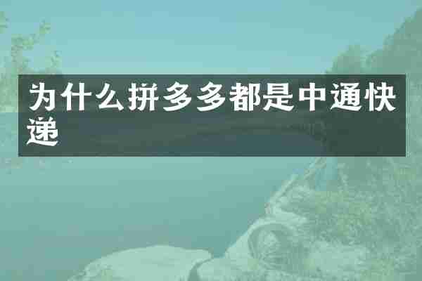 为什么拼多多都是中通快递