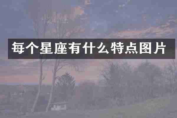 每个星座有什么特点图片