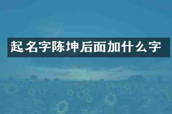 起名字陈坤后面加什么字