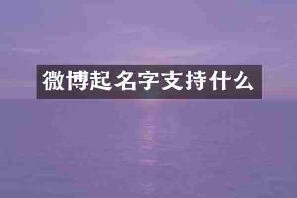 微博起名字支持什么