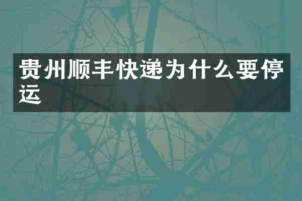 贵州顺丰快递为什么要停运