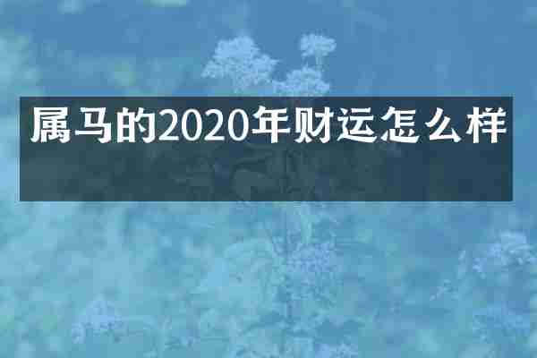 属马的2020年财运怎么样呢