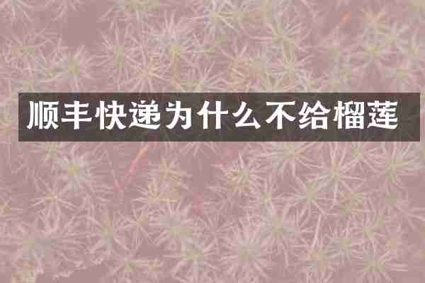 顺丰快递为什么不给榴莲