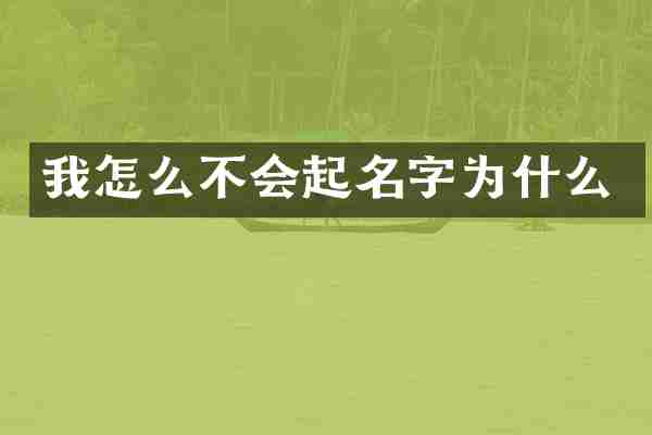 我怎么不会起名字为什么