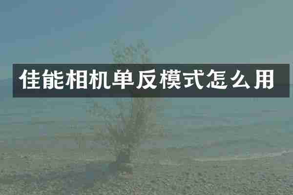 佳能相机单反模式怎么用