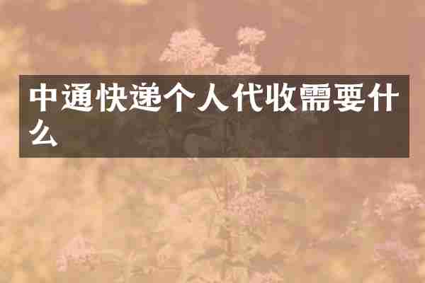 中通快递个人代收需要什么
