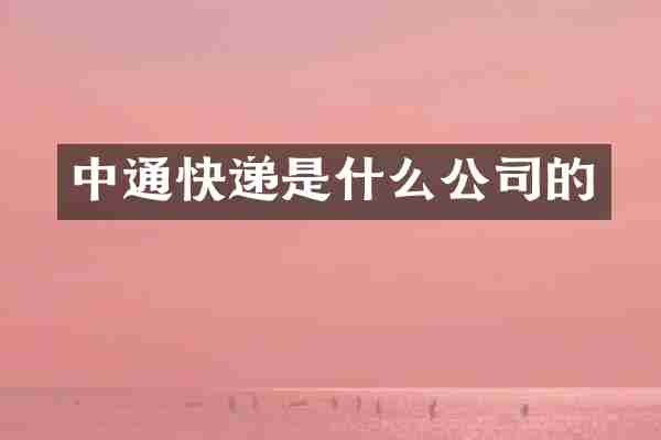 中通快递是什么公司的