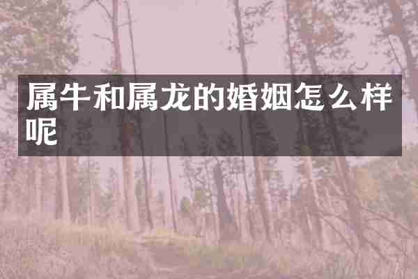 属牛和属龙的婚姻怎么样呢