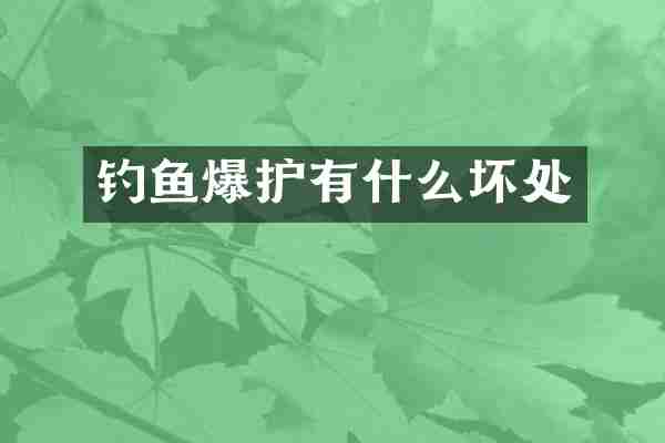 钓鱼爆护有什么坏处
