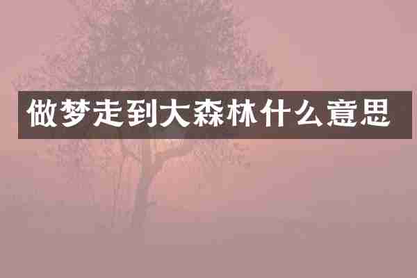做梦走到大森林什么意思