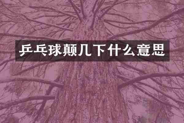 乒乓球颠几下什么意思